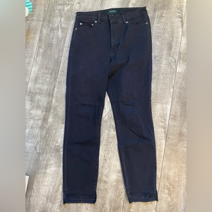 EUC Lauren ralph lauren black jeans size 6 raw hem‎